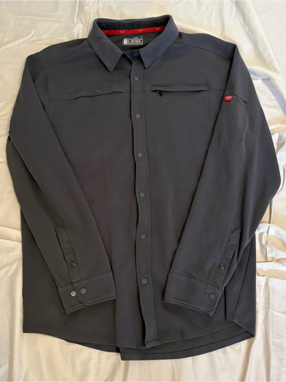 Red Kap Mens XL Gray Solid Long Sleeve Button-Up Shirt Casual